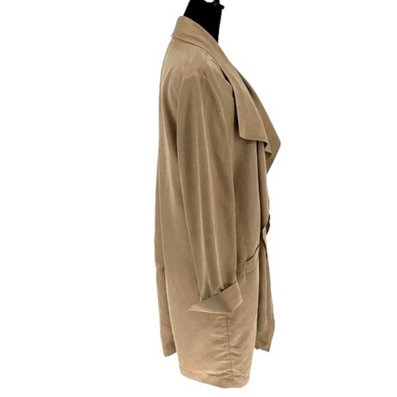 Chico's Womens Waterfall OpenFront Long Sleeve Longline Jacket Coat Tan Size 1 - Picture 3 of 8